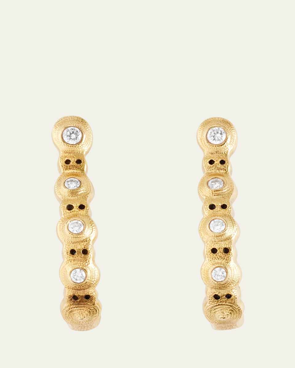 Four Peas Earrings in Yellow Gold and Diamonds